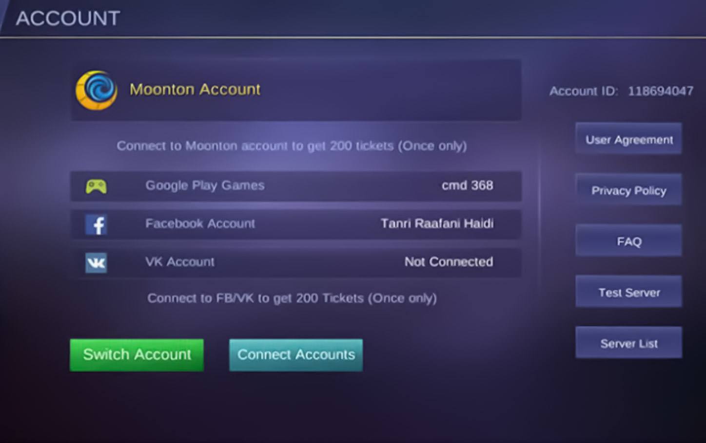 Advanced Server Mobile Legends